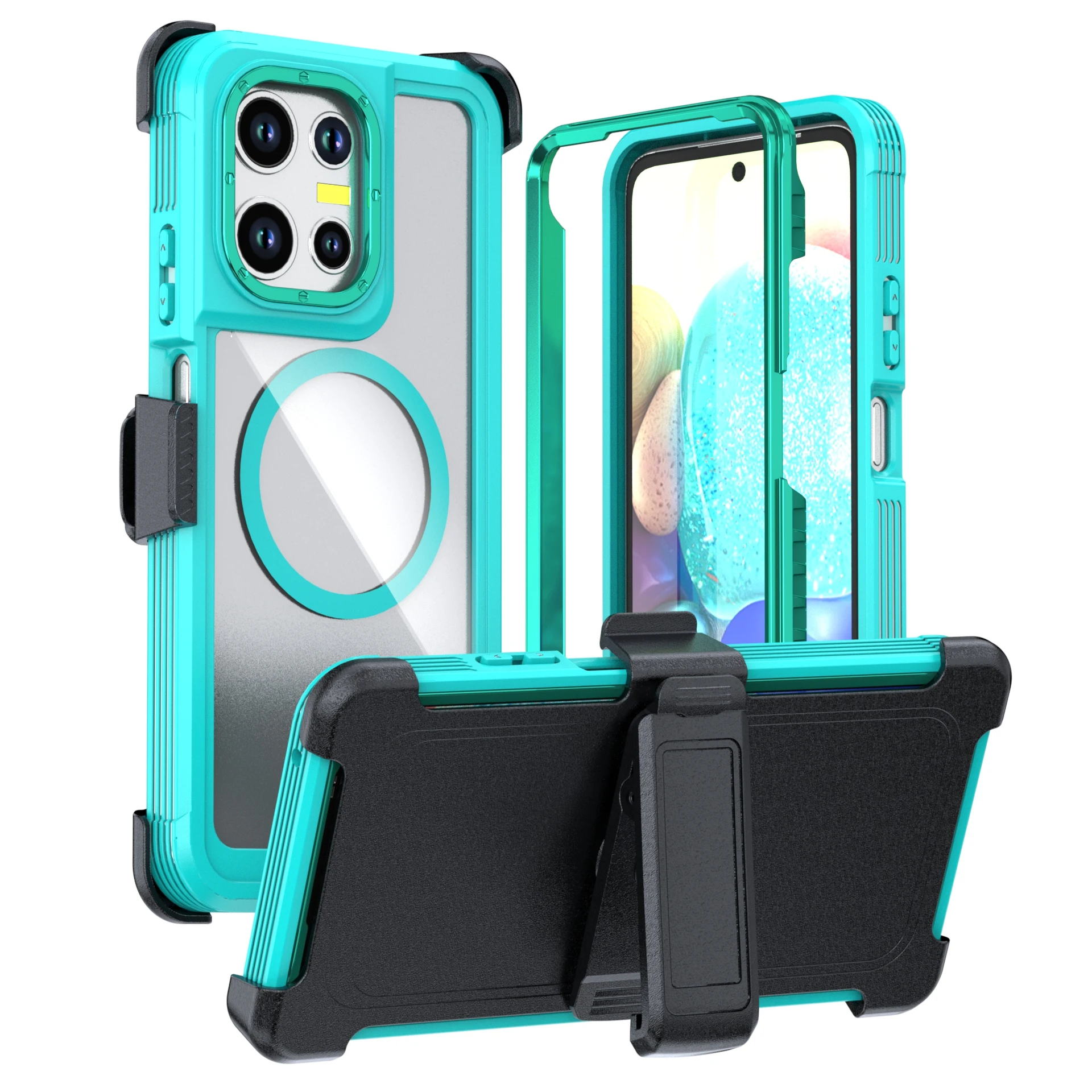 Belt Clip Phone Case with MagSafe-Compatible Clear Protection and Stand