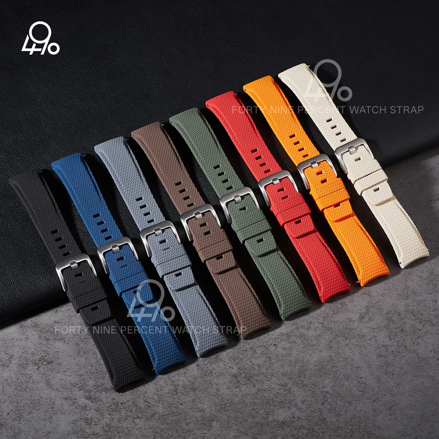 Premium Curved End Rubber Watch Strap – Durable FKM Military Band