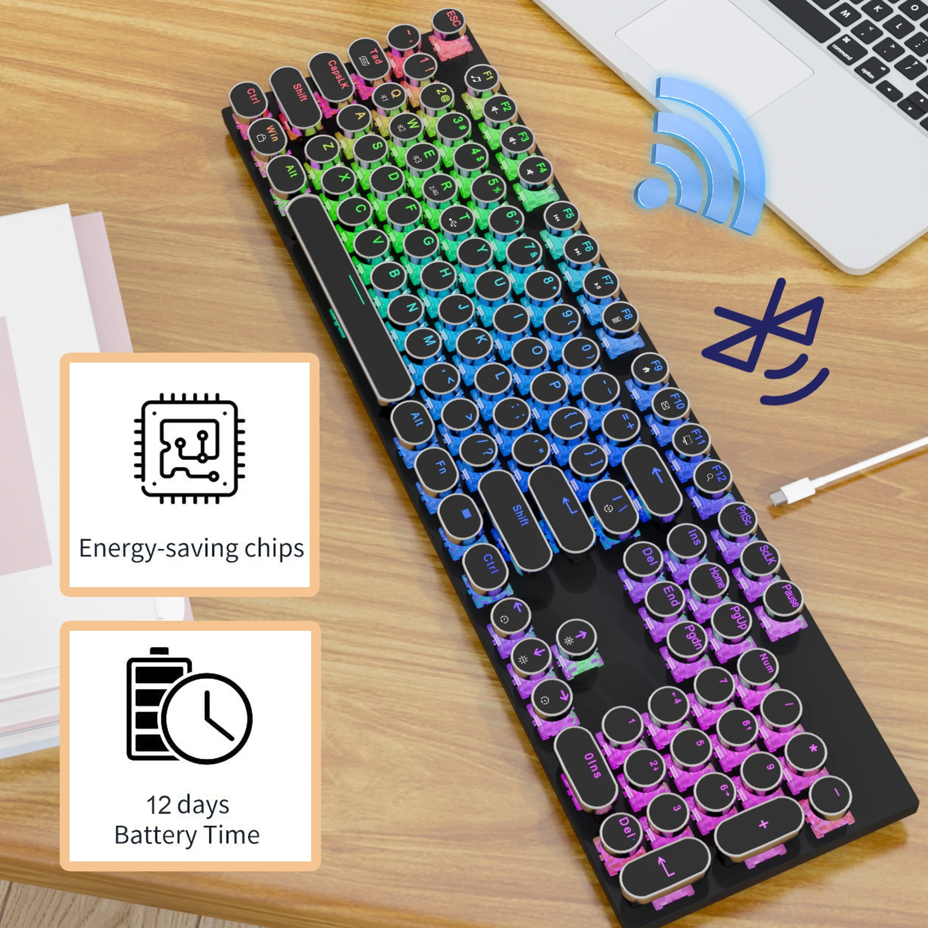 RGB Punk Typewriter Keyboard 5