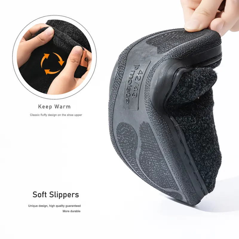 Winter Men Felt Platform  House Slippers Ultra Warm Cushion   Cozy Living Non-Slip TPR Outdoor Indoor House - Image 4