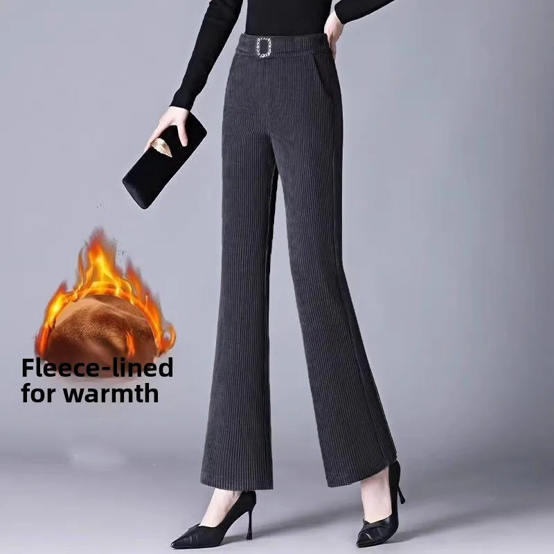 Gray bootcut pants [velvet and thickened]