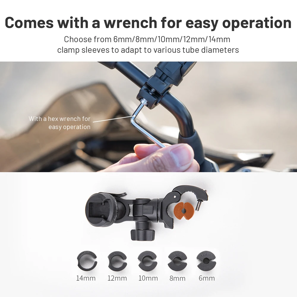 PGYTECH CapLock 백미러 마운트 오토바이 마운트, 표준 1/4 인터페이스, Insta360, DJI, 고프로 액션 카메라, 스마트폰용