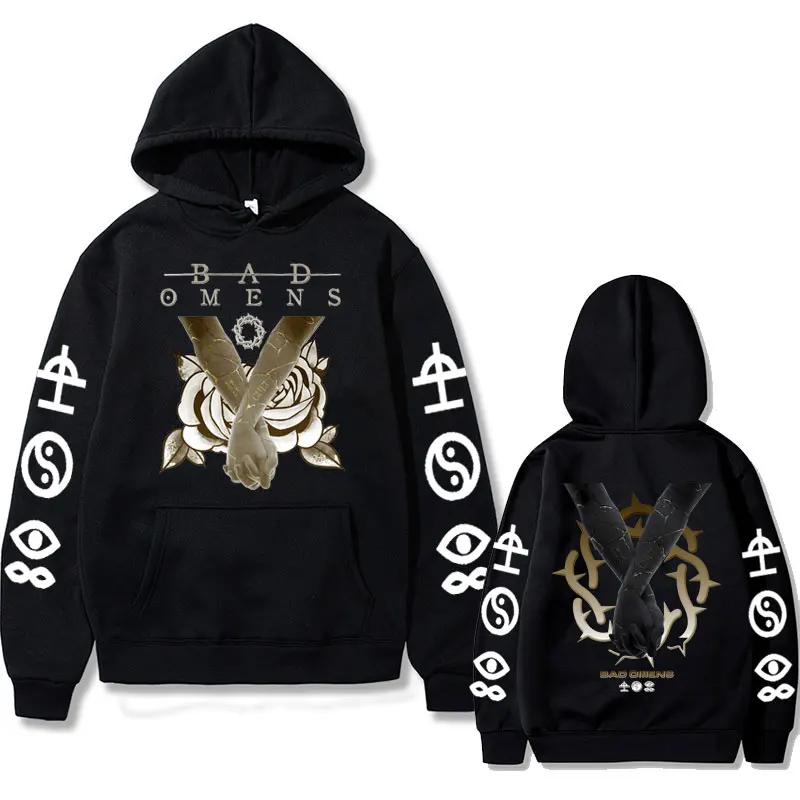 Bad Omens Band Music Album Double Sided Print Felpa Con Cappuccio Trovare God Before God Trova Me Felpe Con Cappuccio Felpa Oversize Vintage Da Uomo