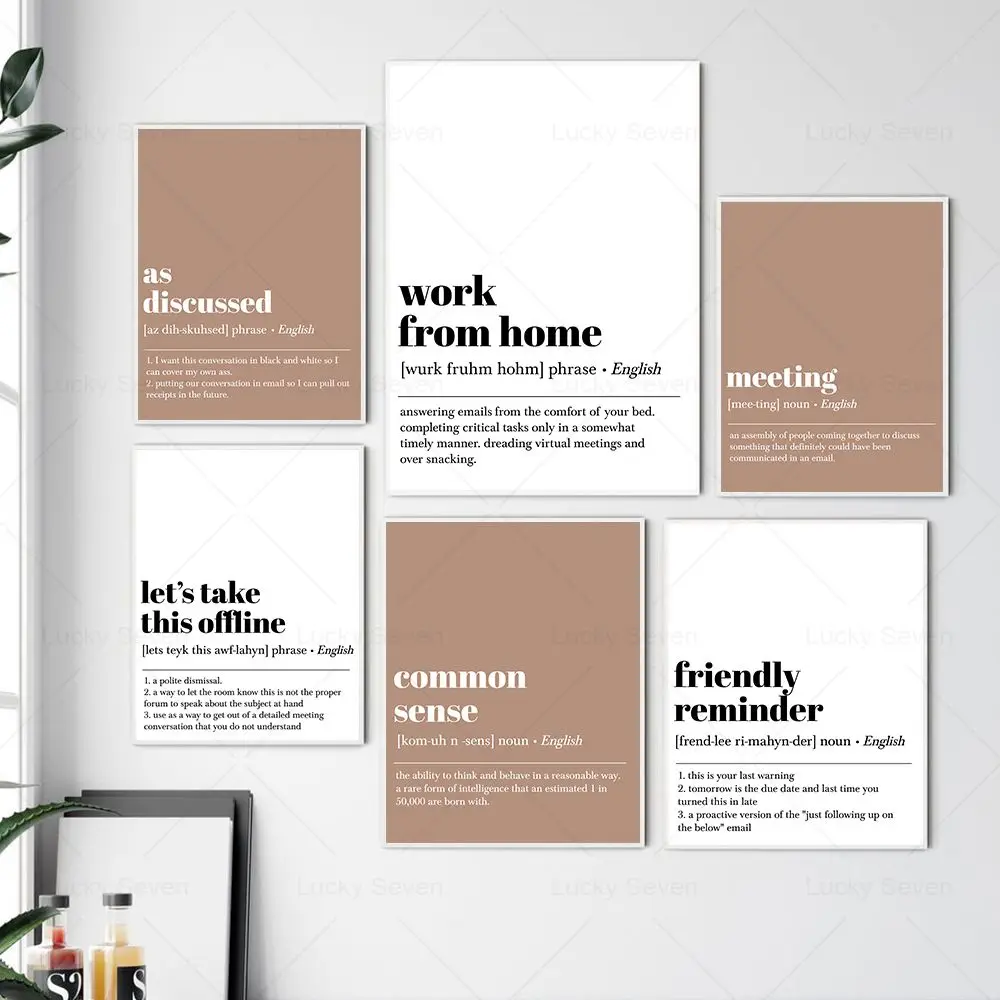 

Work From Home Meeting Definition Quotes Wall Art Canvas Painting Nordic Posters And Prints Pictures Living Room Office Decor