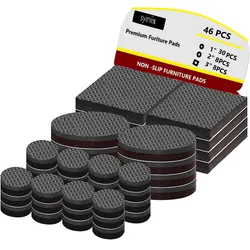 44-Piece Non-Slip Furniture Gripper Set - Self-Adhesive Rubber Pads for Hardwood Floor Protection (Black)