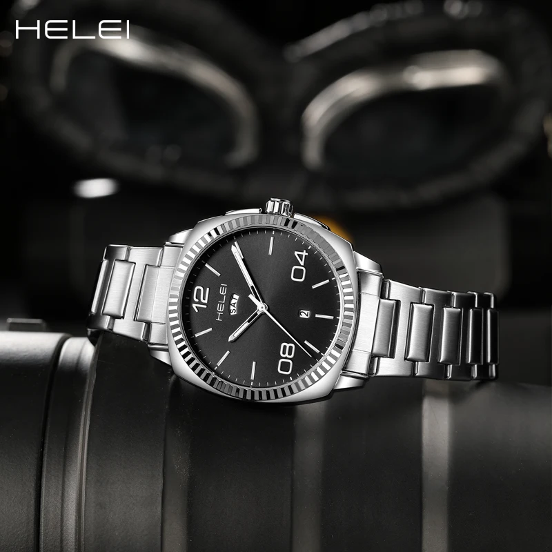 HELEI Luxury Brand Seiko Original Watch Gradient Exquisite Dial Steel Waterproof Luminous Fashion Luminous Quartz Watch
