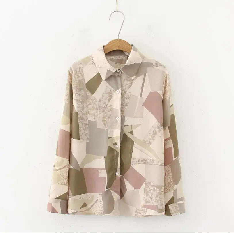 Girl Linen Blouse Women Summer Stitching Shirt Vintage Women's Clothes Long Sleeve Korean Top Collar Chiffon Tulle Thin Section
