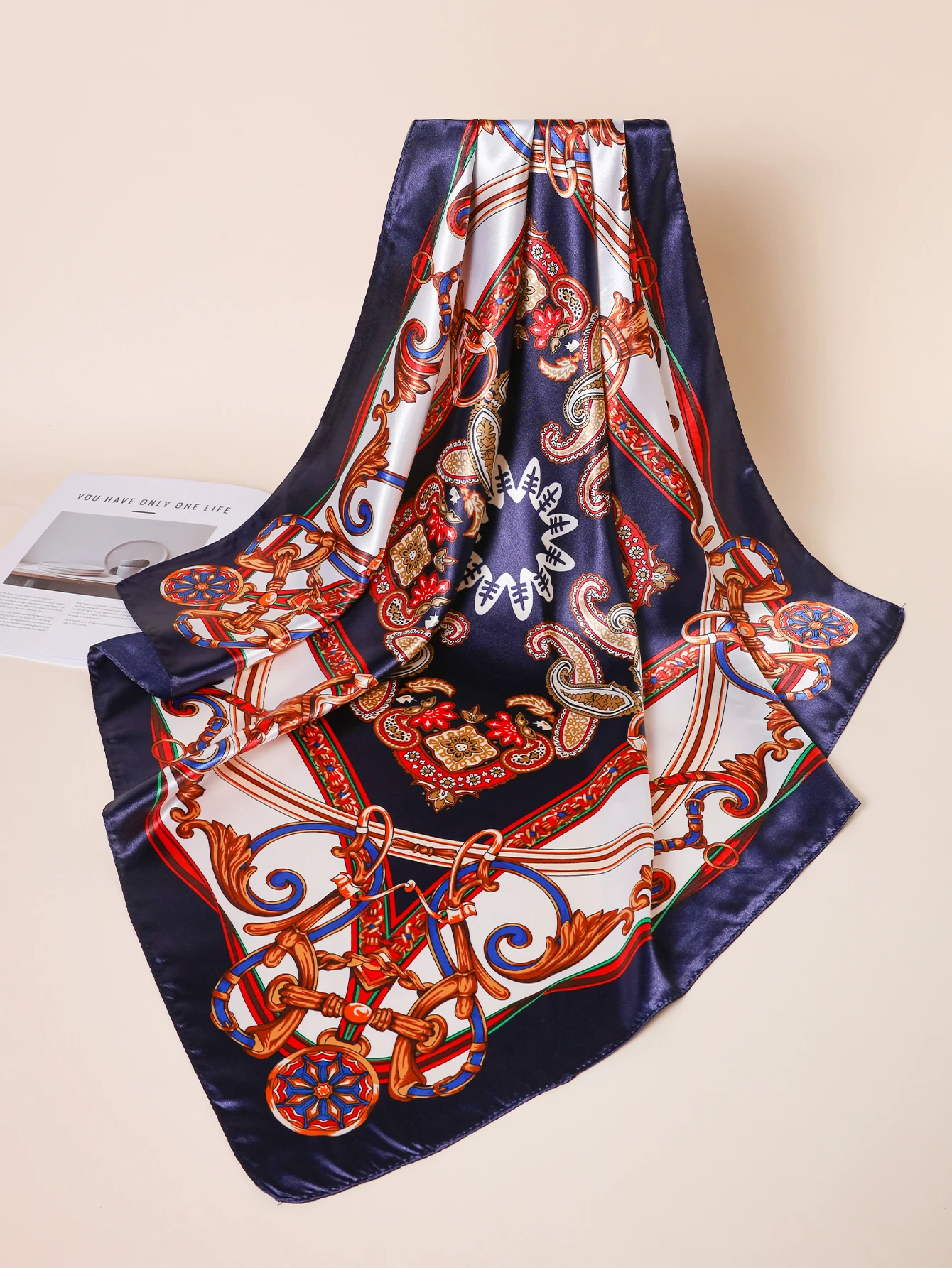 New Brand Print Headband Scarf Women Fashion 90*90cm Silk Satin Hijab Bandana Neckerhicef Sun Protection Shawl Wrap Headscarf