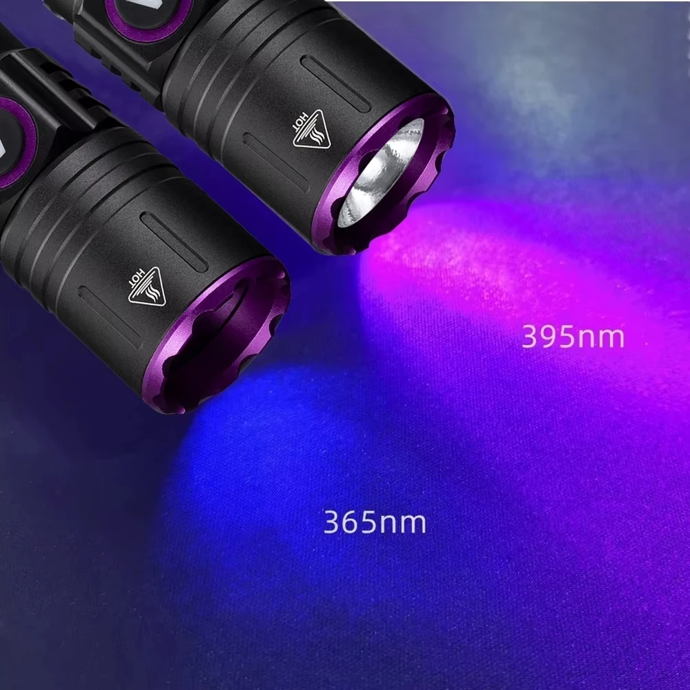 Lampe De Poche UV Camemo 395nm Zoomable - Rechargeable USB - Lumière Noire Ultraviolette
