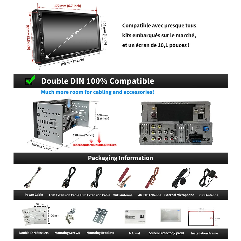 ATOTO S8 Ultra Plus - Autoradio Android 10" écran Tactile, Double Bluetooth AptX HD, CarPlay/Android Auto Sans Fil, 4G Intégrée, DSP - Modèle S8G2109UP-A