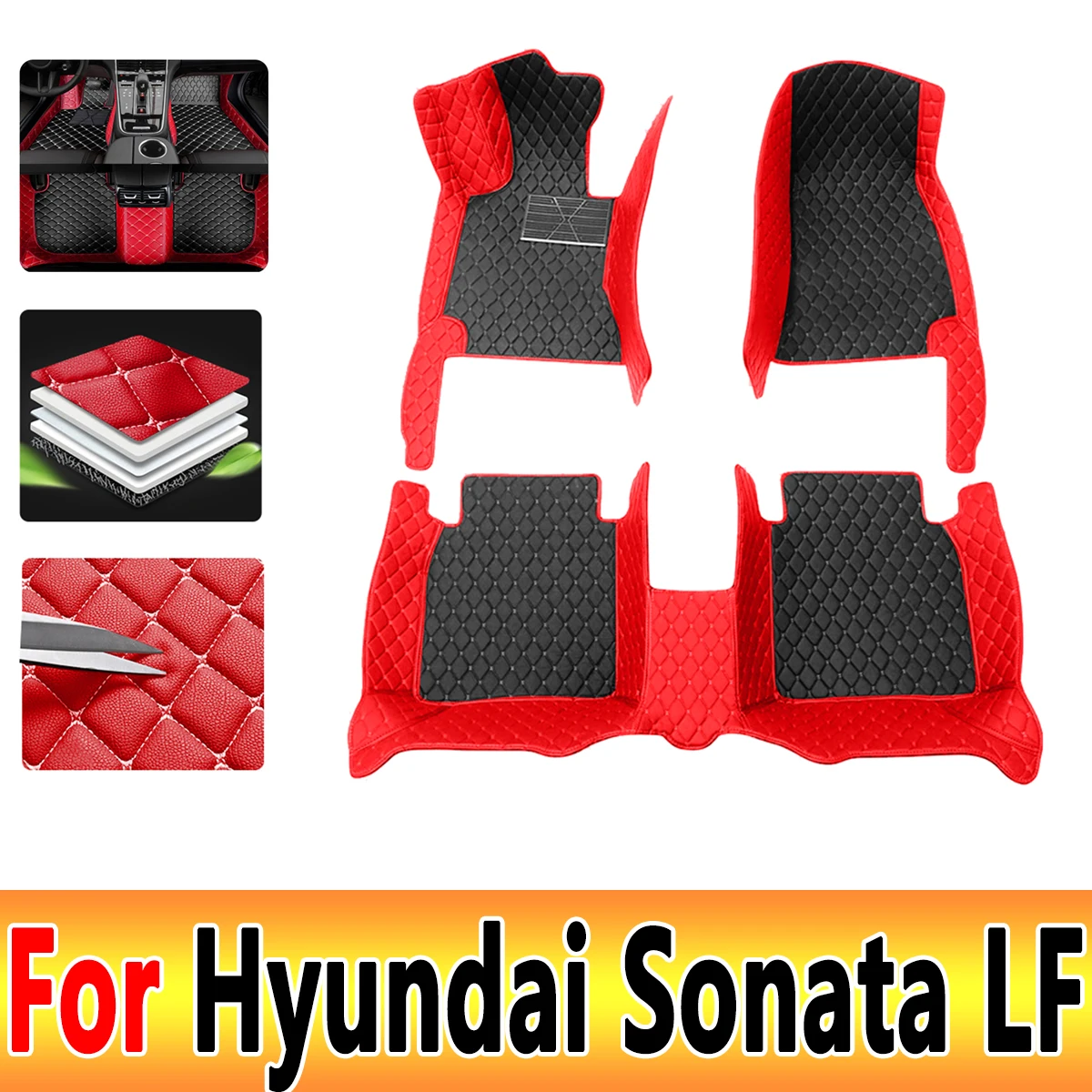 

For Hyundai Sonata LF 2018 2017 2016 2015 Car Floor Mats Interior Leather Carpets Auto Accessories Styling Custom Rugs Protect