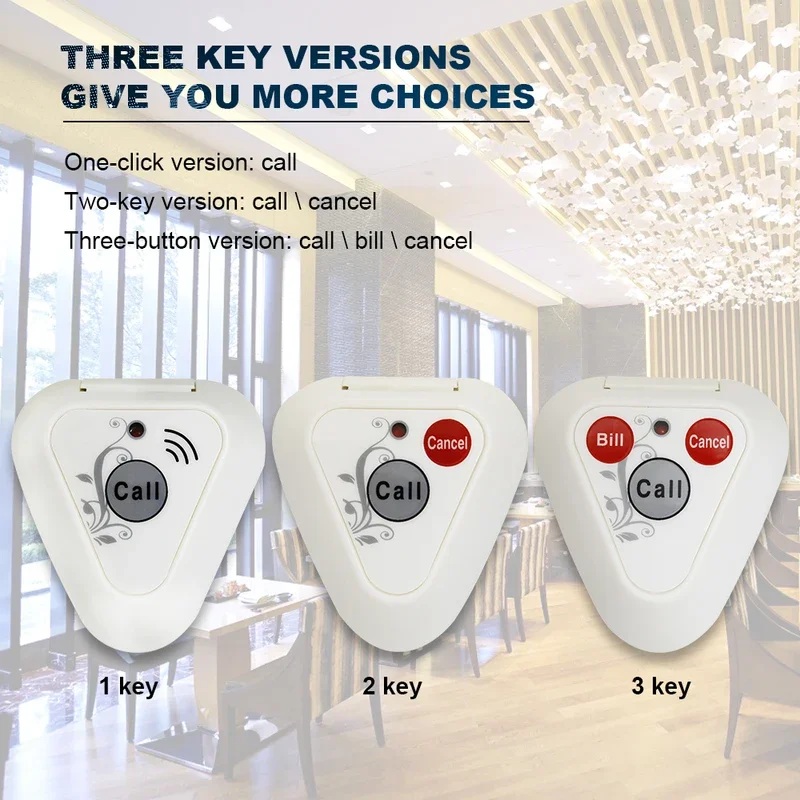 QWICALL Wireless Calling System Call Button Transmitter Paging Pager for Restaurant Hotel Cafe Waiter Service Bell Buzzer
