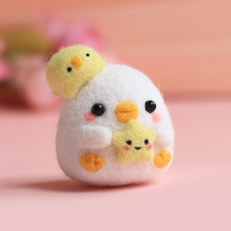 Cartoon Duck Wool Felt Diy Cross Stitch Kits Animal Funny Poke Poke Needle Needlework Doll Gift Christmas Home Decoration