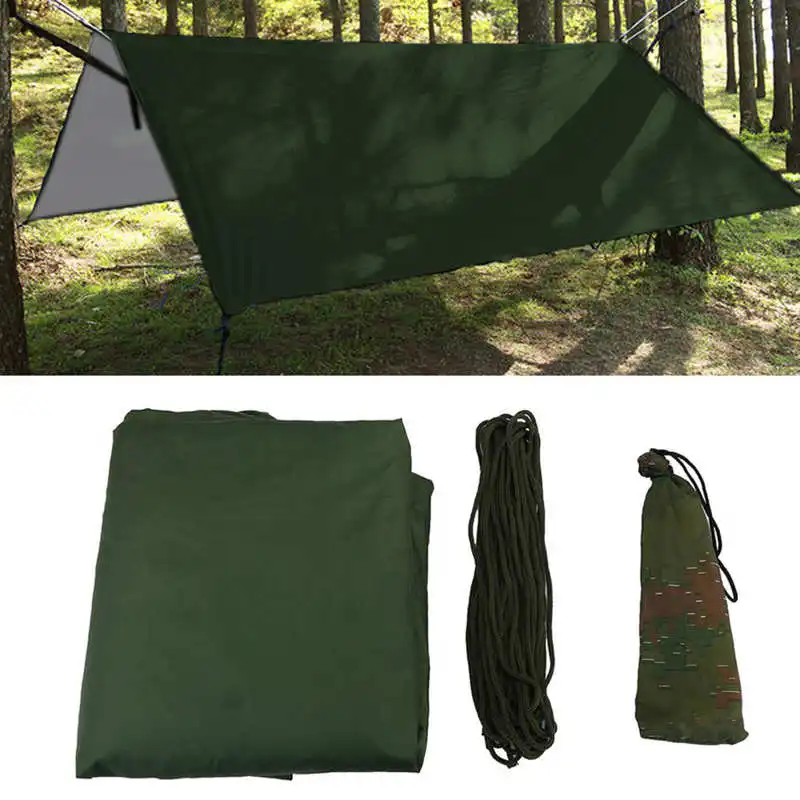 2.9×2.9m Camping Tarp Outdoor Tent Hiking Fishing Climbing Tent Beach Tarp Green 