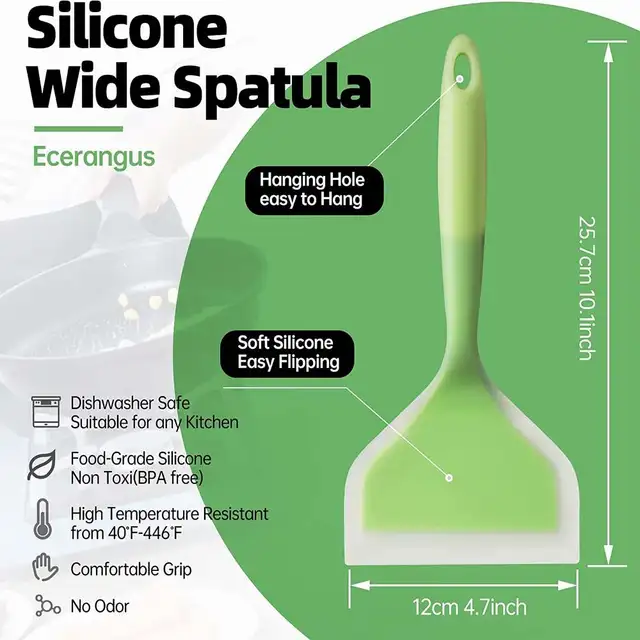 JANDEL 2 Pack Silicone Pancakes Shovel Wide Spatula Turner Nonstick Fried  Shovel Fish Spatula Silicone Wide Flexible Turner for Nonstick Cookware Egg  Cookie Omelette 