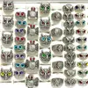 Wholesale 20/50Pcs All Owl Assorted Styles Eye Rings Resale Hot Jewelry Alloy Metal 2