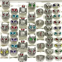 Wholesale 20/50Pcs All Owl Assorted Styles Eye Rings Resale Hot Jewelry Alloy Metal 2