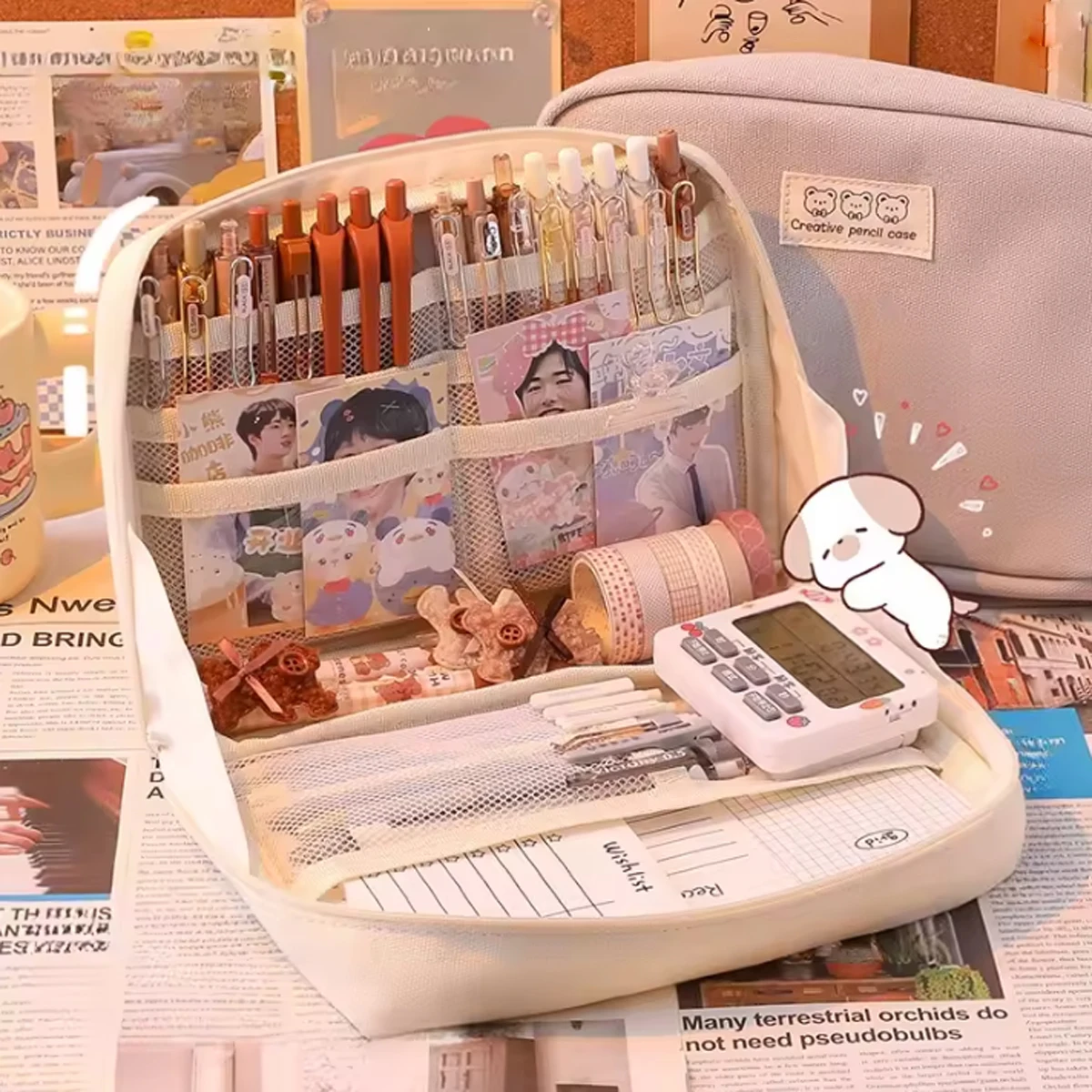 Large Capacity Pencil Case Kawaii Pencil Boxes For Girls Cute Korean Stationery School Supplies Pen Pouch Organizer