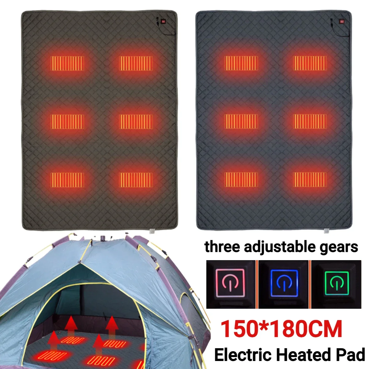 Heated Sleeping Bag Pad Mat 70x59 Inch 1