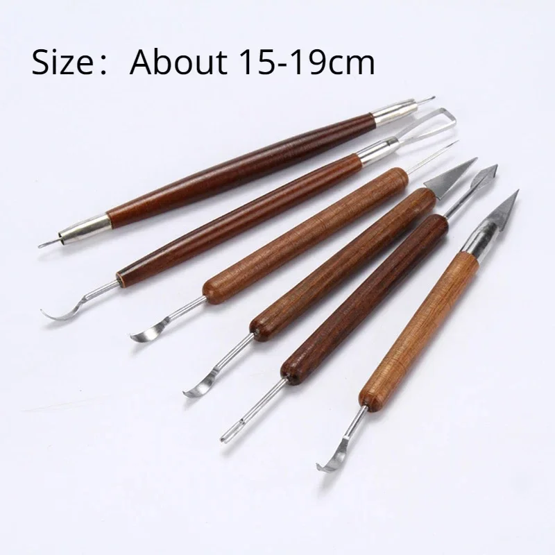 Polymer Clay Tools Pottery Tools Clay Sculpting Tools 6PCS sculpting tool Pottery Tools Wood Handle Pottery Set Wax Carving Sculpt Smoothing Polymer Shapers Clay Ceramic Tool