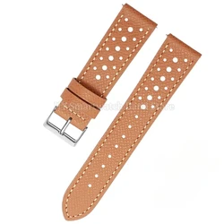 Breathable Cowhide Leather Watch Strap with Quick Release - 20mm (Brown)