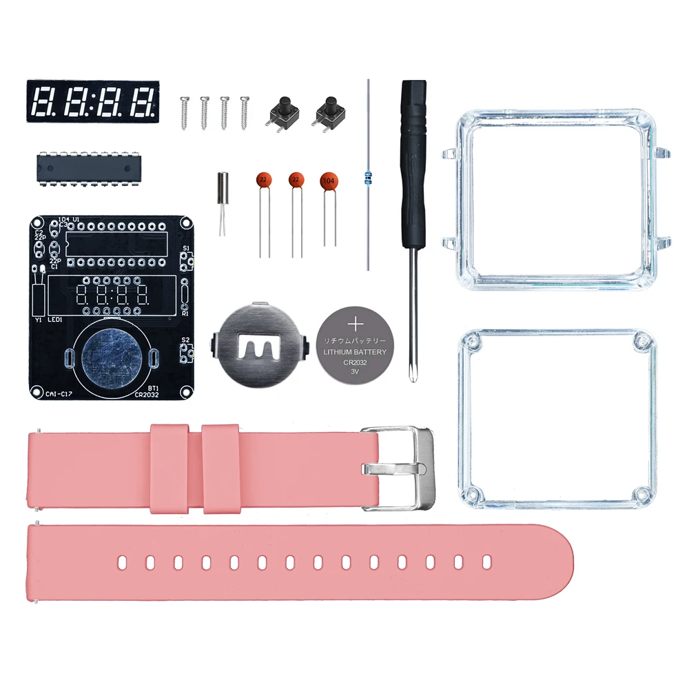 ערכת שעון אלקטרוני DIY עם תצוגת צינור דיגיטלית LED, פרויקט הידוק יצירתי עם מארז שקוף 3V ערכת DIY אלקטרונית