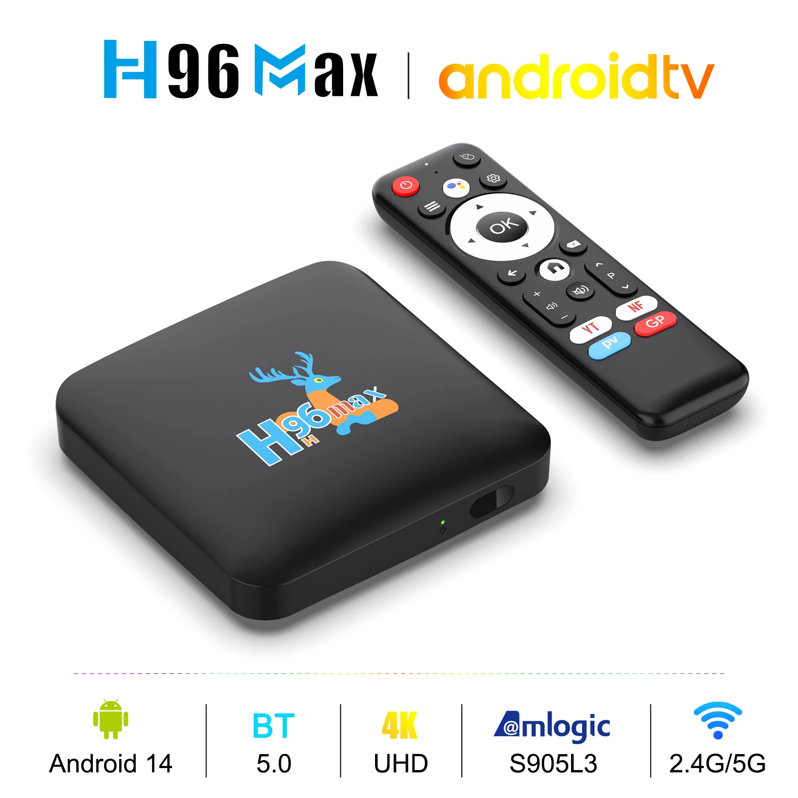H96 MAX S905L3 Android 14 Smart TV Box 4K HD Decoder Dual