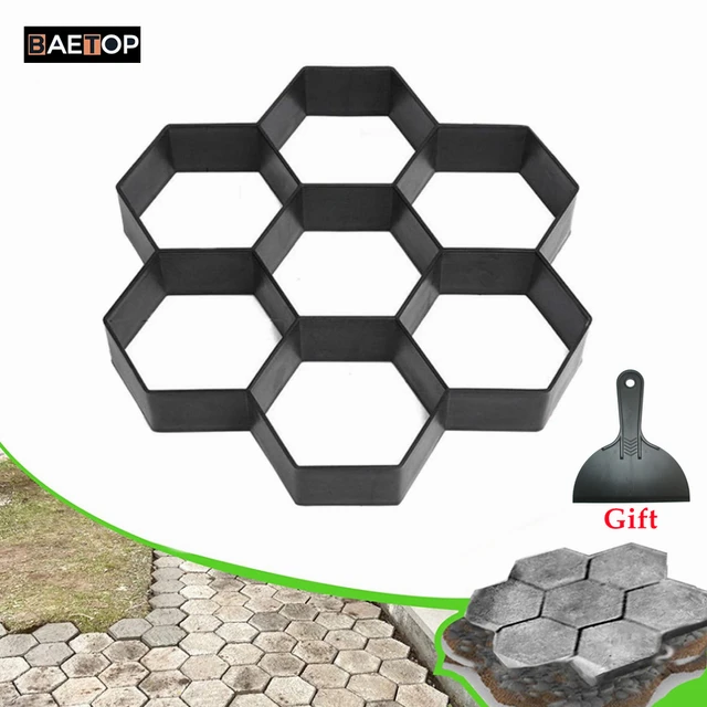 Újrafelhasználható Hexagon Walk Path Maker Beton Formák Ajándéktáblával Járó Burkolat Burkolatával Stepping Stone Mold Diy Terasz Szerszám