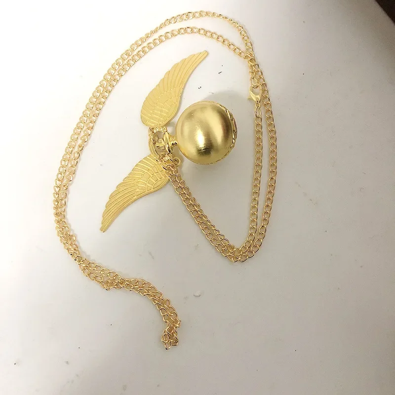 Quartz Watch Pocket Watch Golden Ball Pendant Snitch Ball Pocket Watch Gifts for Kids Quartz Necklace Clock Lovely Cute Fob Pocket Clock