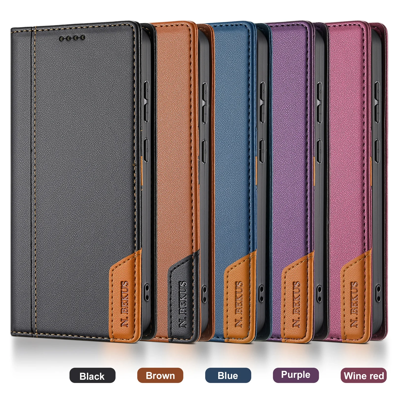 Leather Magnetic Card Holder Wallet with RFID Protection