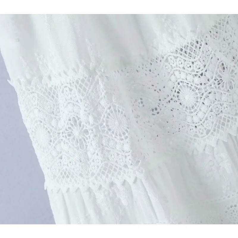 Women‘s Casual 2 Piece Sets Bandage Sleeveless Crop Top See Through Lace Up A Line Maxi Dress Holiday Party Lady Outfits