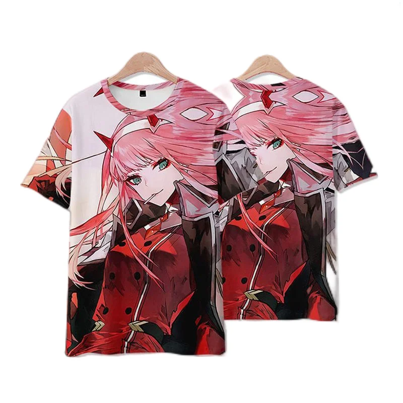 

Футболка мужская с 3D-принтом аниме «любимый во Фране», одежда для косплея, нулевая печать, два графических Футболки, милый пикантный топ для девочек, 02