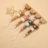 Baby Beech Wood Pacifier Clip Cartoon Animal Crochet Beads Silicone Nipple Chain For Teether Nursing Toys Baby Pacifier Chain 1
