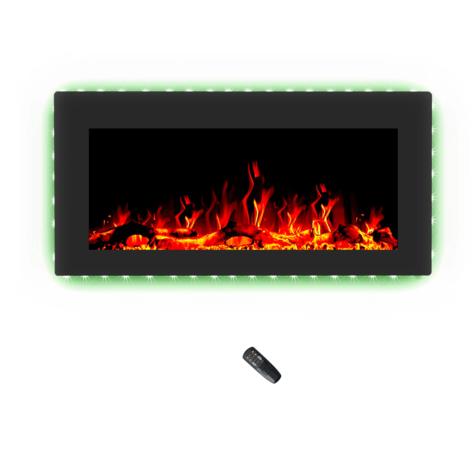 

42 Inch Wide Electric Fireplace, Wall Mounted or Freestanding Portable Room Heater with Remote and Thermostat