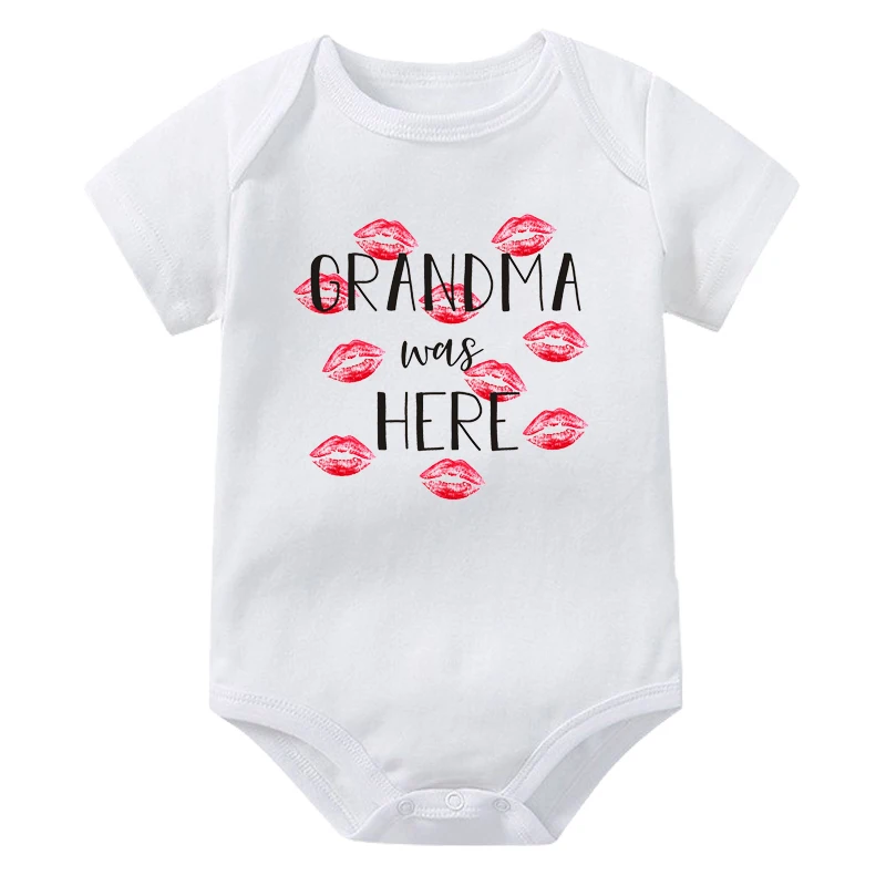 Grandma Was Here Bodysuit Cute Baby Clothes Infant Jumpsuit Cotton Boys Girls Short Sleeve Rompers Toddler Body Outfits 3