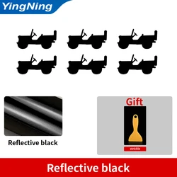 6 - Piece Creative Car Wheel Vinyl Decal Sticker Set (Reflective black)