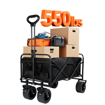 Foldable Large Capacity Bag Camping Cart Thicked Wheels Telescopic Handle Shopping Trolley Camping Trailer 1