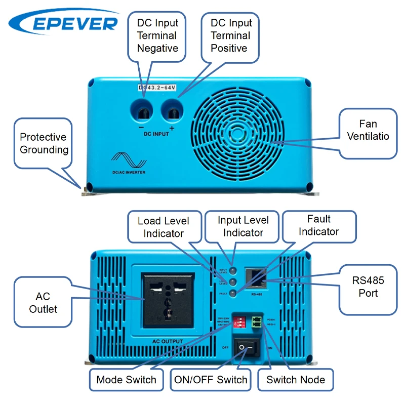 EPEVER Inverter 1000W 12V/230V - Sinusoidale Pura, IP20, Per Auto/Camper - Foto 10