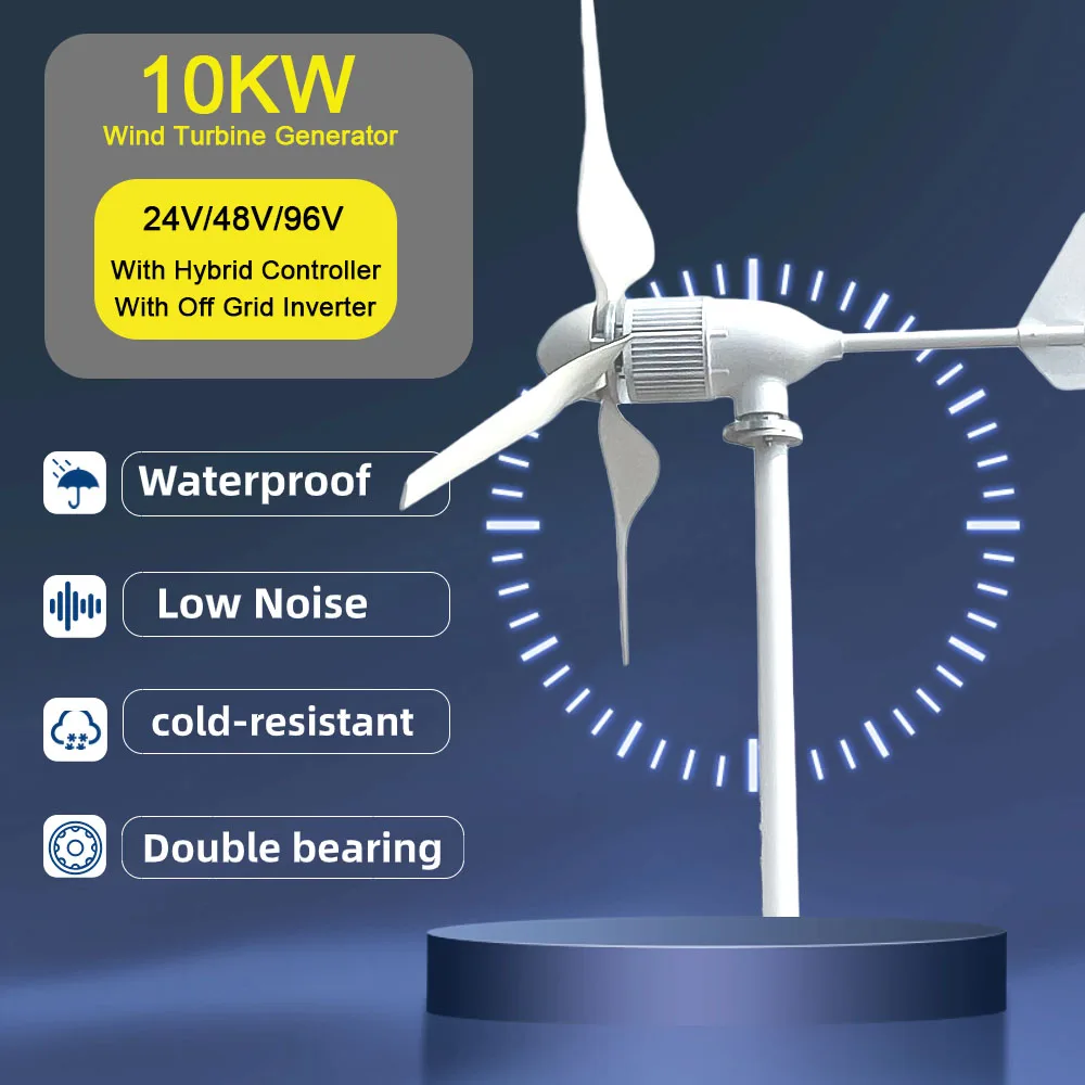 

Домашний ветрогенератор с гибридным контроллером, 10000 Вт, 10 кВт, 12 В, 24 В, 48 В, 96 в, электрический генератор с горизонтальной мельницей