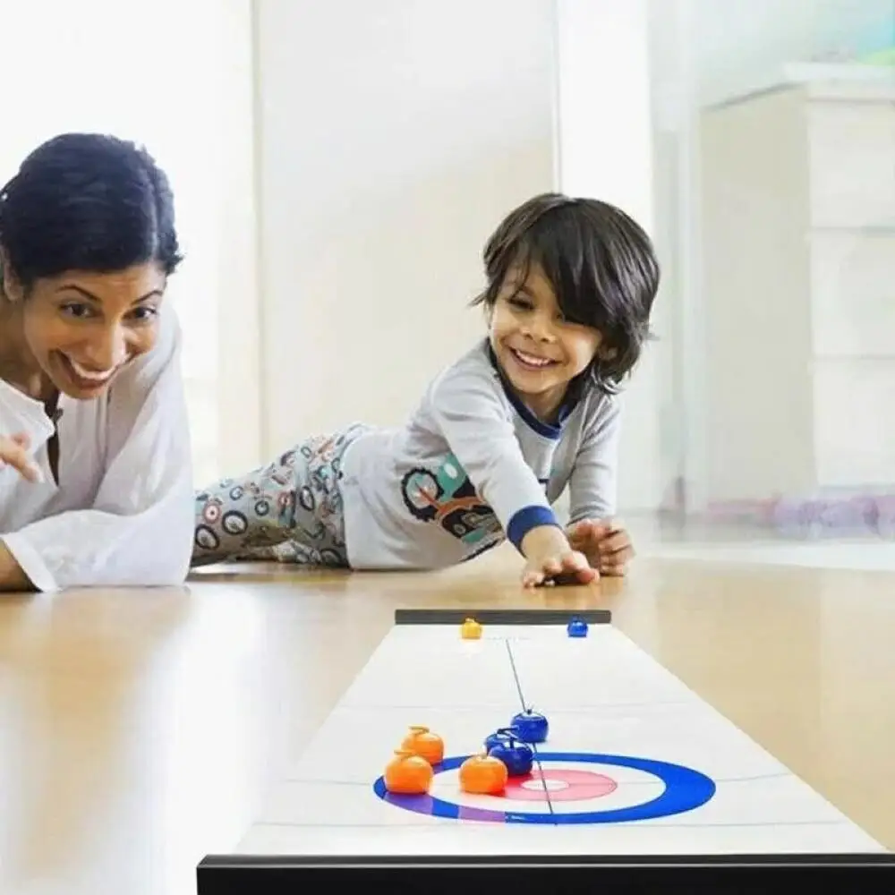 Foldable Mini Curling Table Curling Ball Tabletop Game Kid Adult Family School Travel Tabletop Culing Game 16PCS/set