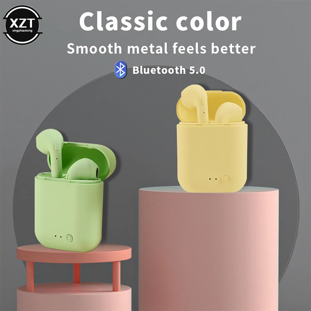 Wireless Headphones for PK i7 i12 Bluetooth-compatible Earphones for TWS Mini 2 Matte Macaron Headset with Mic Charging Box