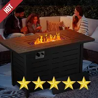 Outside Garden Backyard Deck Patio Fire Pit Propane Gas FirePit Table 43" Outdoor Fire Pit Rectangular Tabletop with Lid 1