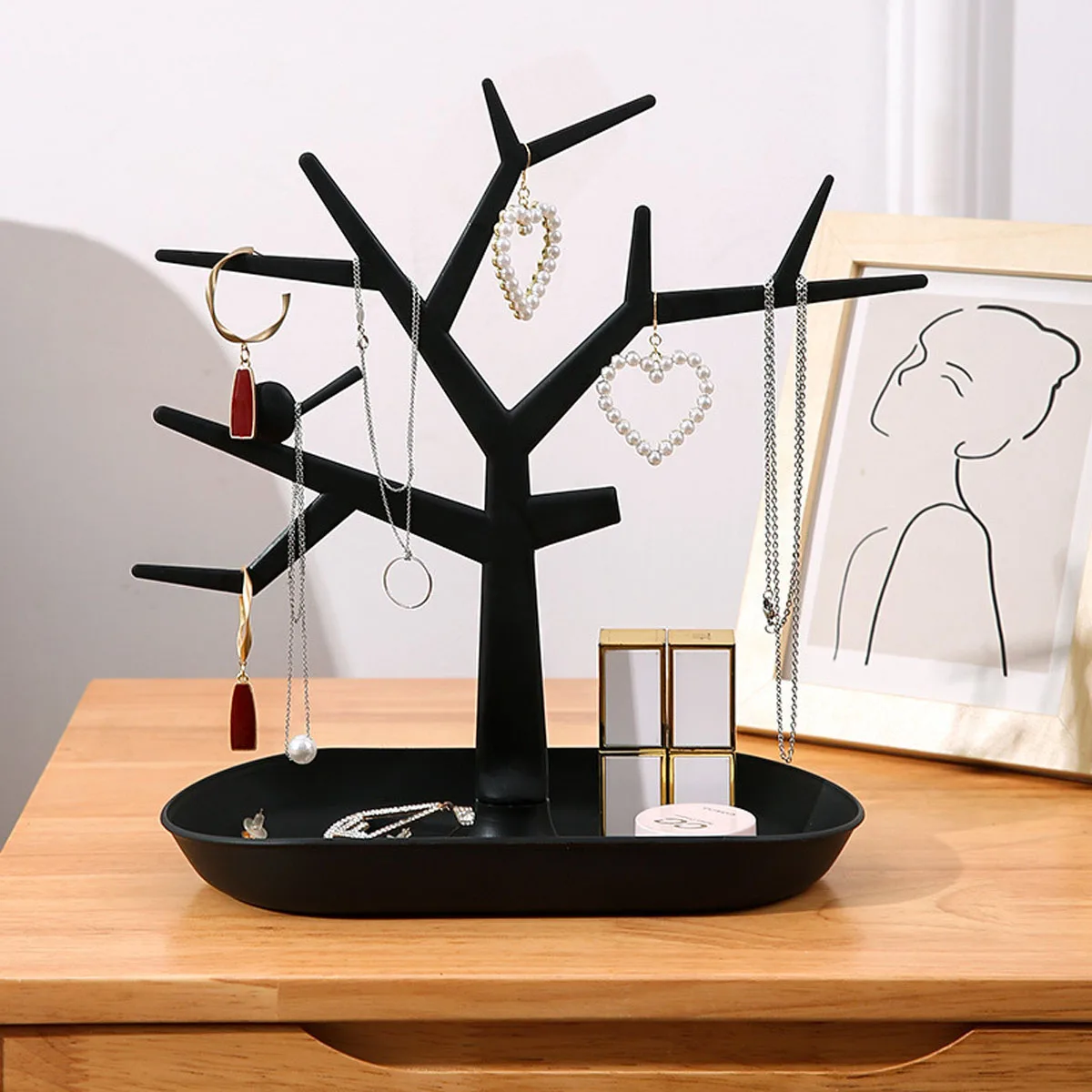 1pc-Tree Hanger Creative Necklace Jewelry Necklace Bracelet Jewelry Display Rack Creative Earrings Ring Storage Rack
