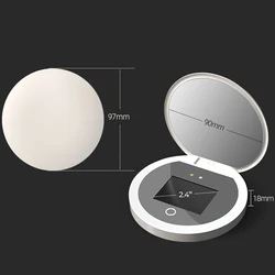 Enhanced Portable LED Makeup Mirror with UV Detection and Smart Sunscreen Feature (White 1PCS)