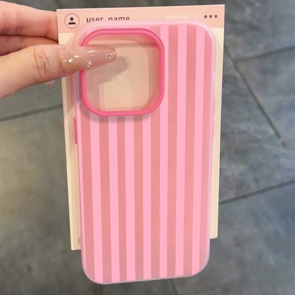 Minimalist Pastel Pink Stripe Matte Macaron Phone Case