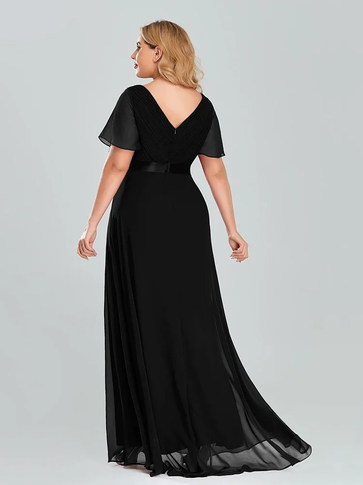 Women&rsquo;s Plus Size Evening Dress Long Simple Elegant V Neck Ruffled Chiffon Formal Wedding Party Dress Bridesmaid Ballgown satin wedding dress bridesmaid dresses