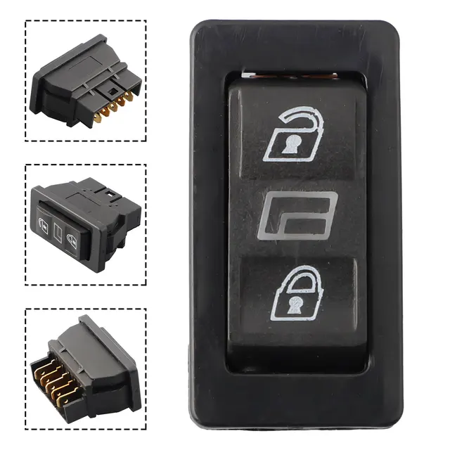 1pc 12V 20A 3 In1 Universal Car 5pins DPDT Power Door Glass Switch Door Lock Control Plastic Black Switches Replacement