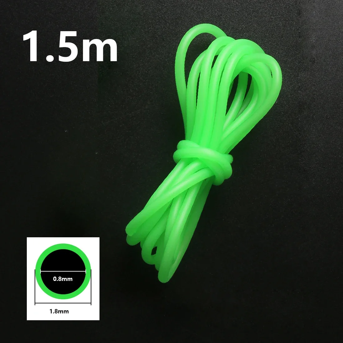 Manchon lumineux de pêche nocturne 1/1.5m vert - Tube silicone souple pour ligne et hameçon