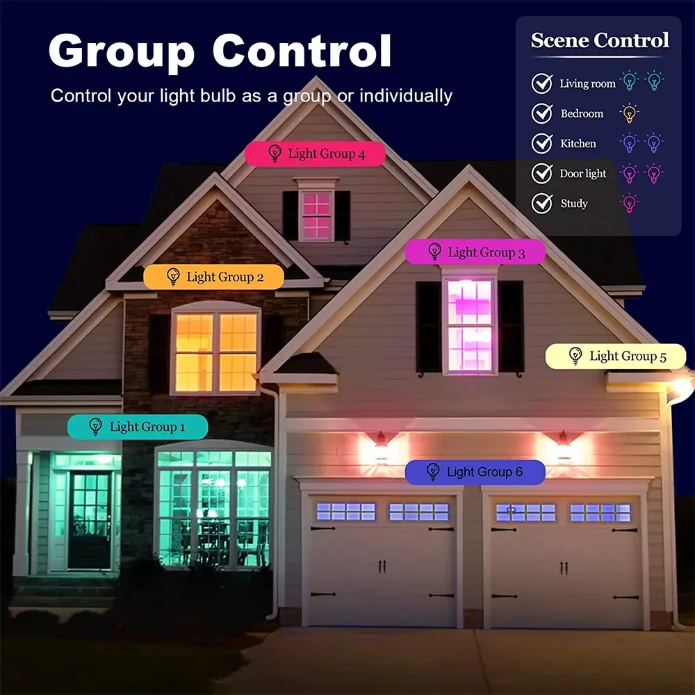 Zigbee E27 Led Light Bulb RGB CW WW Works With Smart App Home Assistant Z2M Google Zigbee 3.0 Hub