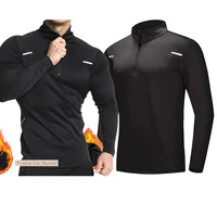 Long sleeved Warm Fleece T-shirts for Men 2023 Winter Half Zip Pullovers Men Breathable Running Fitness Sports Tops Tees Men 1